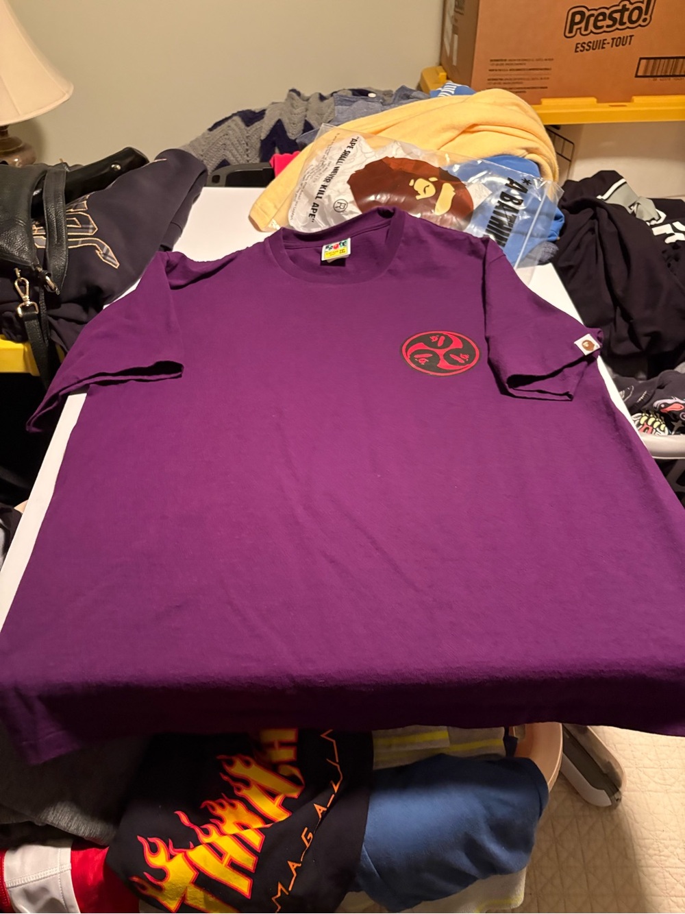 Bape Naruto XXL Purple Short Sleeve Tee with Red Logo